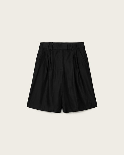 AllSaints Charley Relaxed Fit Pleated Shorts Women's Black Women's