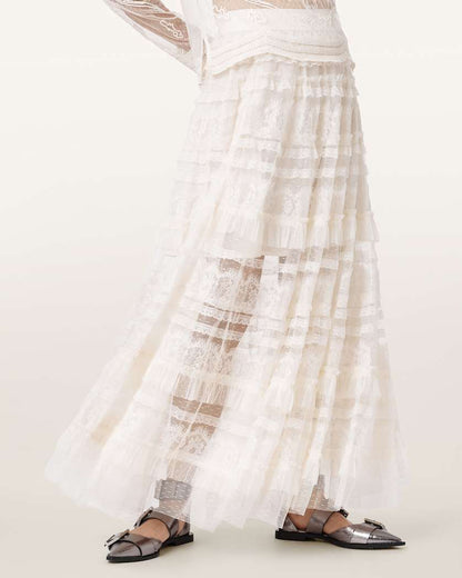 AllSaints Arlea Tulle Maxi Skirt Women's Antique White Women's