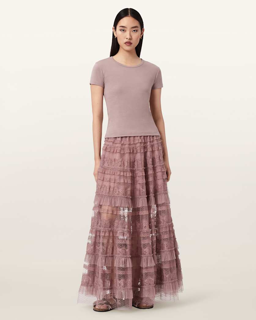 AllSaints Arlea Tulle Maxi Skirt Women's Antique White Women's