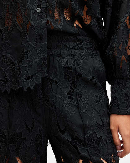 AllSaints Charli Embroidered Straight Fit Pants Women's Black Women's