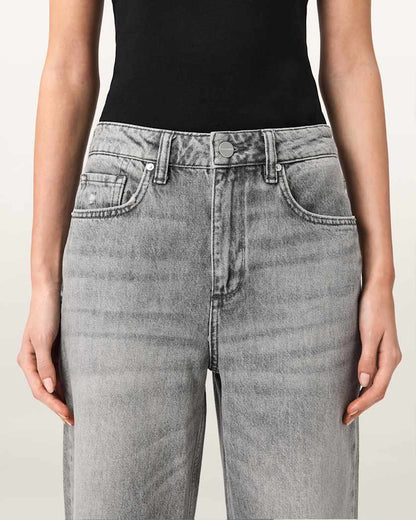 AllSaints Brooklyn Straight Leg Denim Jeans Women's Destroy Grey Women's