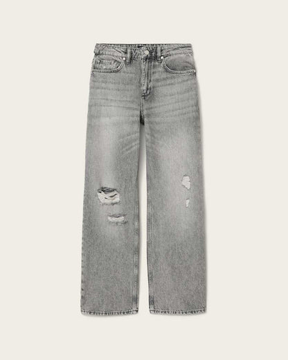AllSaints Brooklyn Straight Leg Denim Jeans Women's Destroy Grey Women's