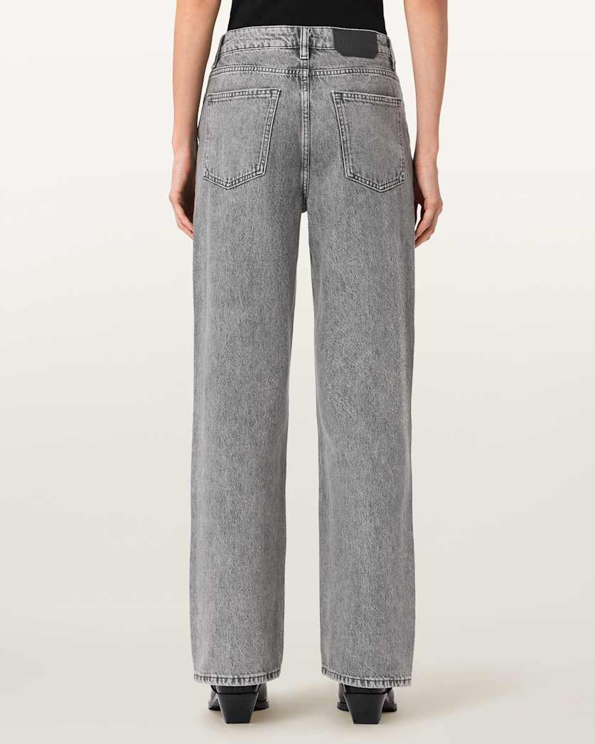 AllSaints Brooklyn Straight Leg Denim Jeans Women's Destroy Grey Women's
