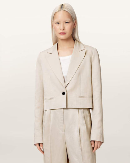 AllSaints Helena Single Breasted Cropped Blazer Women's Stone Women's
