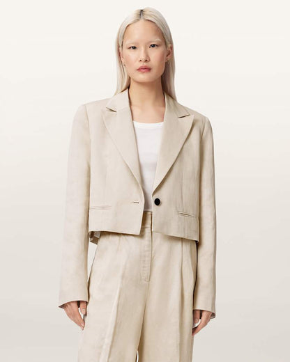 AllSaints Helena Single Breasted Cropped Blazer Women's Stone Women's