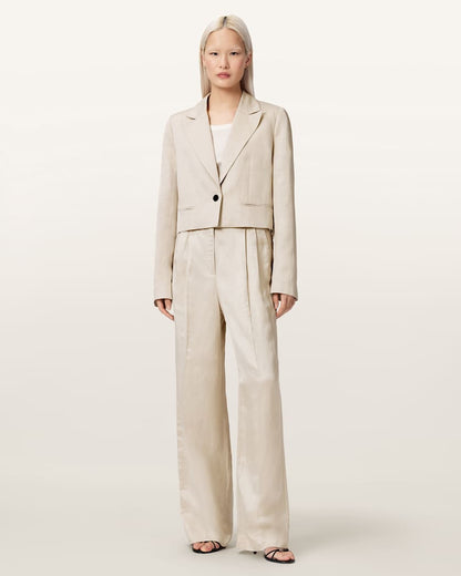 AllSaints Helena Single Breasted Cropped Blazer Women's Stone Women's