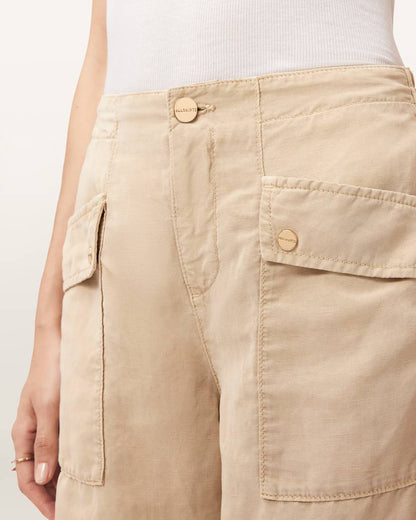 AllSaints Val Cargo Linen Blend Pants Women's Black Women's