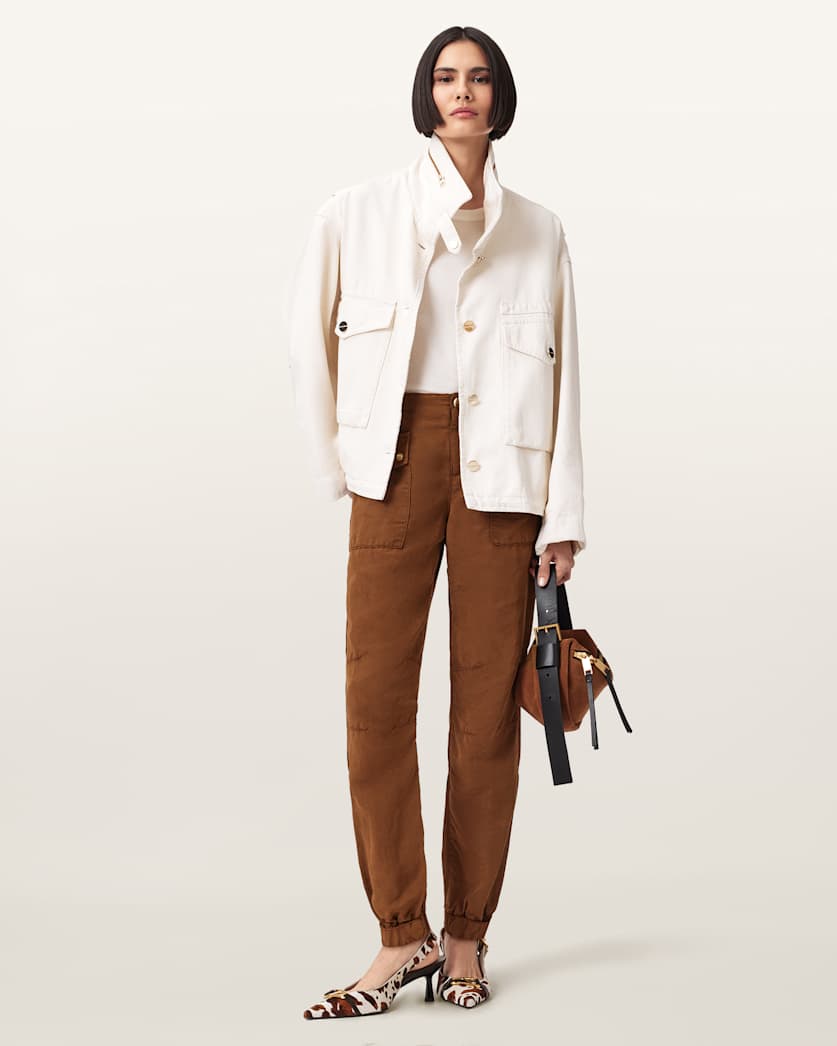 AllSaints Val Cargo Linen Blend Pants Women's Black Women's