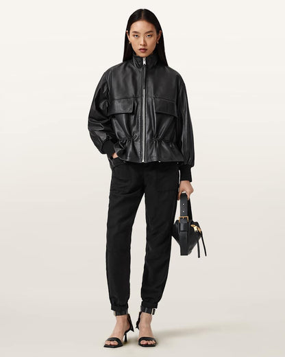 AllSaints Val Cargo Linen Blend Pants Women's Black Women's