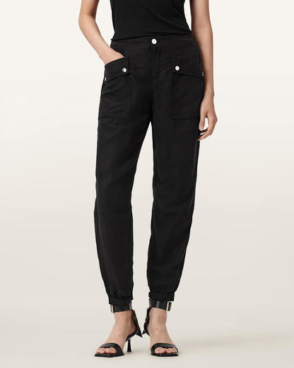 AllSaints Val Cargo Linen Blend Pants Women's Black Women's