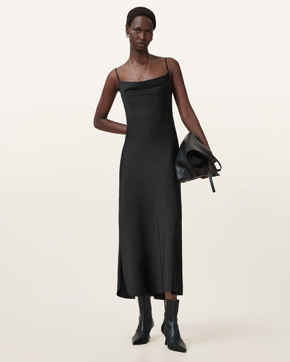 AllSaints Hadley Slim Fit Midi Dress Women's Bitter Brown Women's