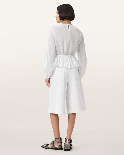 AllSaints Louie Wide Leg Shorts Women's Off White Women's