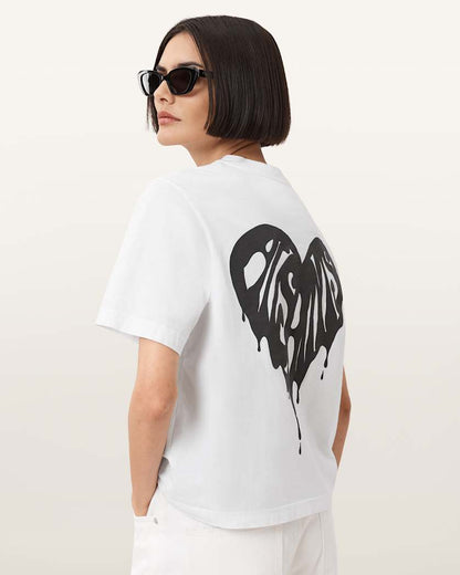 AllSaints Lisa Trip Graphic Boxy T Shirt Women's Optic White Women's