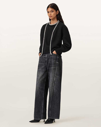 AllSaints Odell Embellished Wool Cardigan Women's Black Women's
