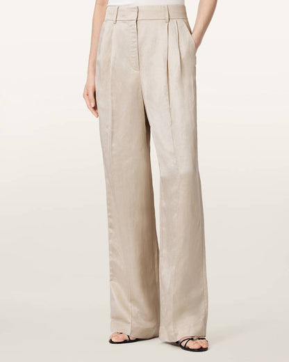 AllSaints Helena Tailored Wide Leg Linen Blend Pants Women's Stone Women's
