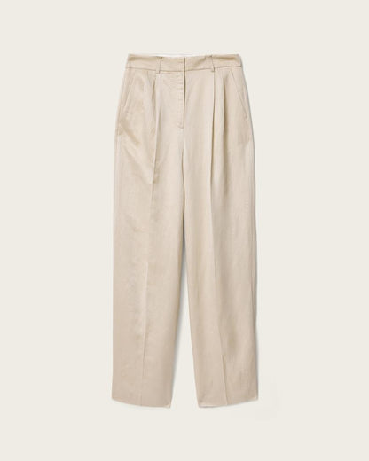 AllSaints Helena Tailored Wide Leg Linen Blend Pants Women's Stone Women's