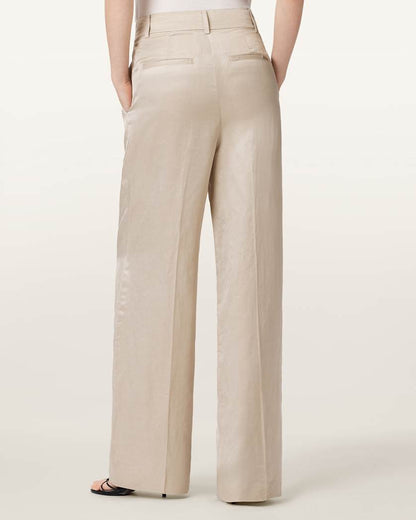 AllSaints Helena Tailored Wide Leg Linen Blend Pants Women's Stone Women's