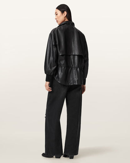 AllSaints Aki Mid Crossover Ripped Jeans Women's Destroy Black Women's
