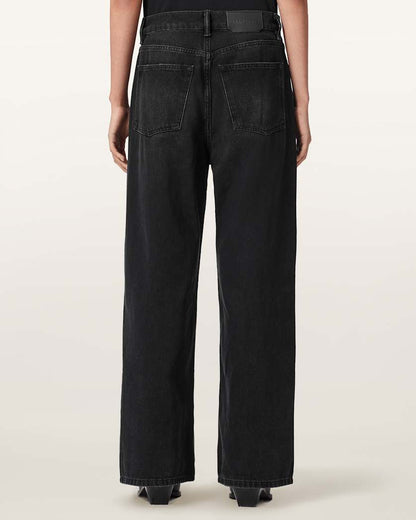 AllSaints Aki Mid Crossover Ripped Jeans Women's Destroy Black Women's