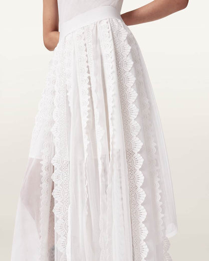 AllSaints Vashtie Lace Maxi Skirt Women's Optic White Women's