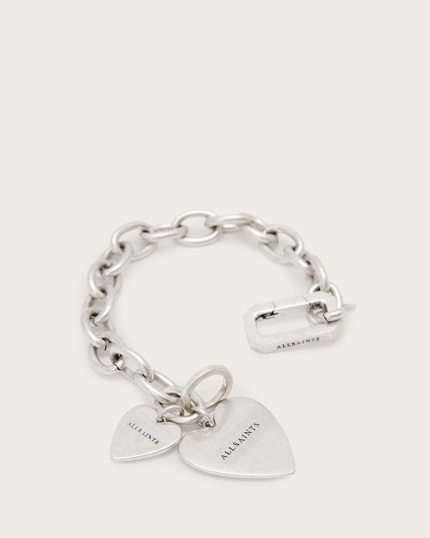 AllSaints Lia Heart Bracelet Women's Warm Silver Women's