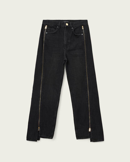 AllSaints Frankie Double Zip Jeans Women's Washed Black Women's