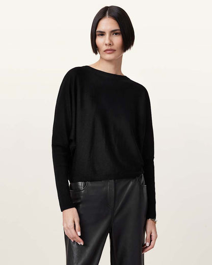 AllSaints Julieana Wrap Merino Wool Jumper Women's Black Women's