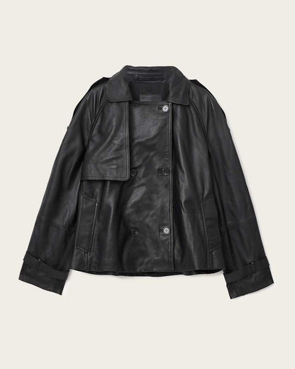 AllSaints Reed Cropped Leather Trench Women's Bitter Brown Women's