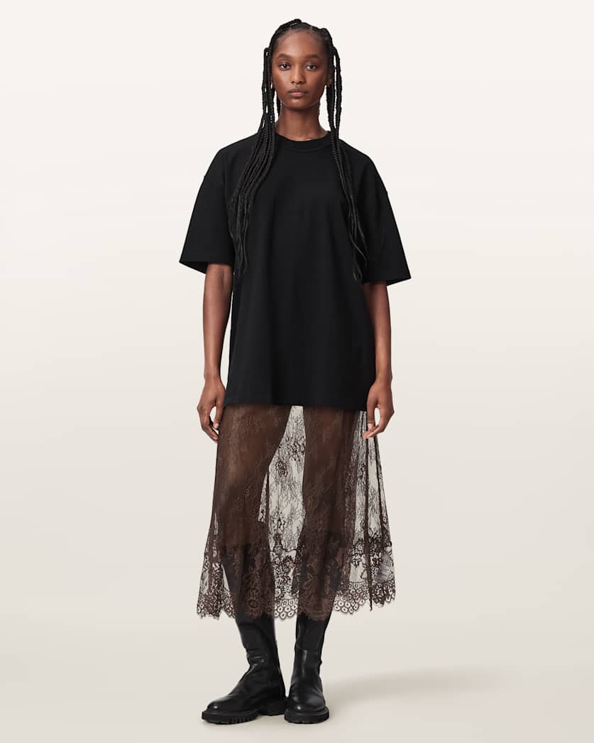 AllSaints Arran Lace Ankle Length Skirt Women's Bitter Brown Women's