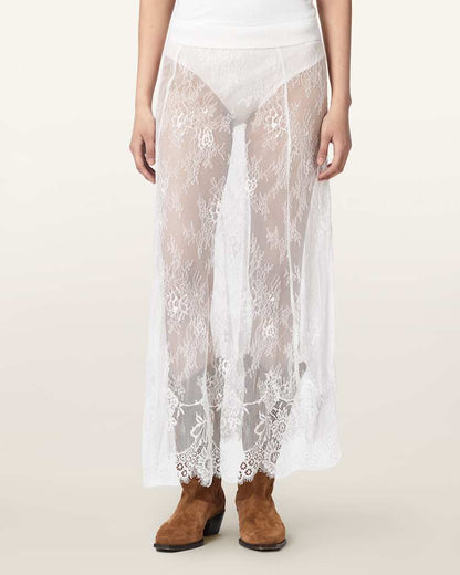AllSaints Arran Lace Ankle Length Skirt Women's Bitter Brown Women's