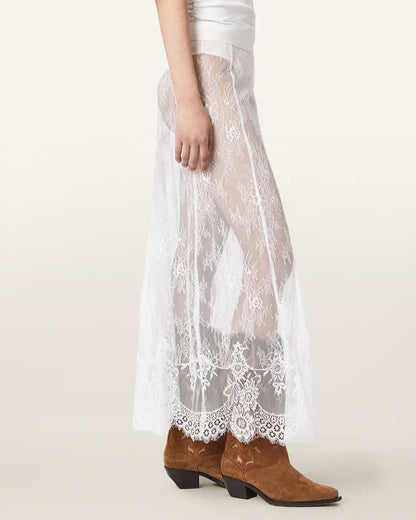 AllSaints Arran Lace Ankle Length Skirt Women's Bitter Brown Women's