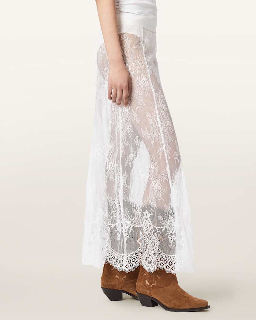 AllSaints Arran Lace Ankle Length Skirt Women's Bitter Brown Women's