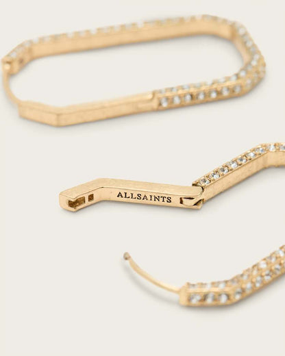 AllSaints Hattie Crystal Hex Hoop Earrings Women's Warm Brass Women's