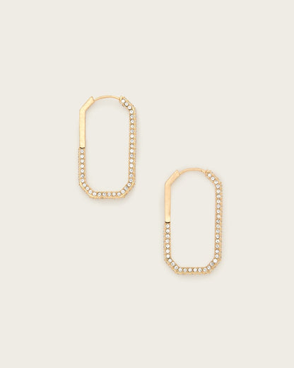 AllSaints Hattie Crystal Hex Hoop Earrings Women's Warm Brass Women's
