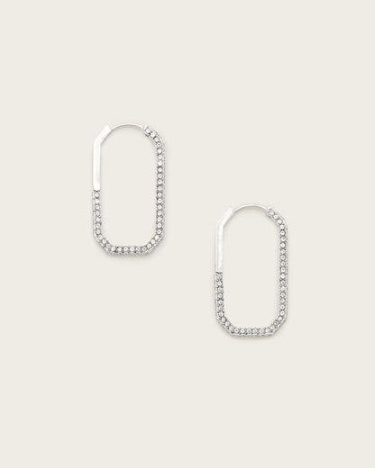 AllSaints Hattie Crystal Hex Hoop Earrings Women's Warm Silver Women's
