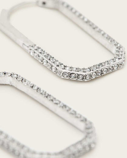 AllSaints Hattie Crystal Hex Hoop Earrings Women's Warm Silver Women's