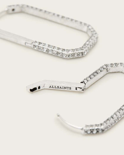 AllSaints Hattie Crystal Hex Hoop Earrings Women's Warm Silver Women's