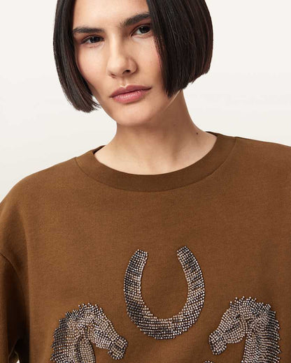 AllSaints Luck Embellished Pippa Sweatshirt Women's Optic White Women's