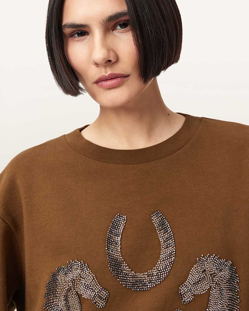AllSaints Luck Embellished Pippa Sweatshirt Women's Optic White Women's
