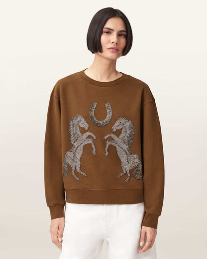 AllSaints Luck Embellished Pippa Sweatshirt Women's Optic White Women's