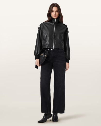 AllSaints Lowden Leather Jacket Women's Black Women's