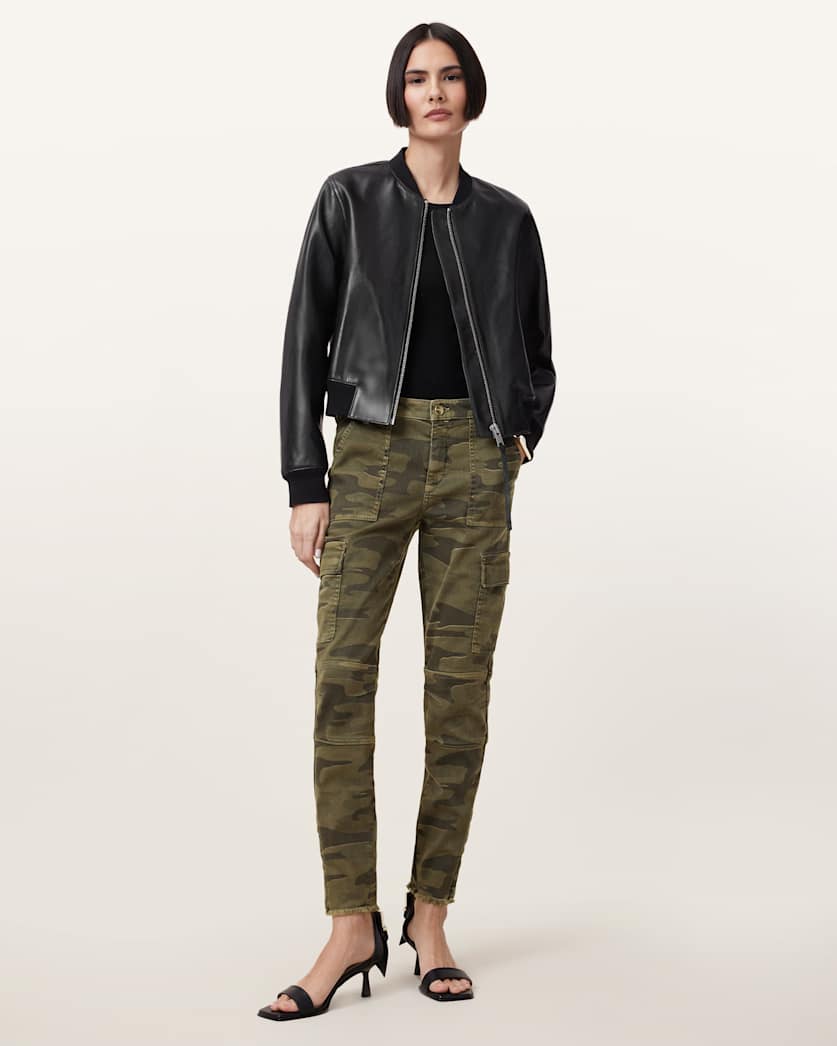 AllSaints Duran Skinny Camouflage Cargo Jeans Women's Camo Green Women's