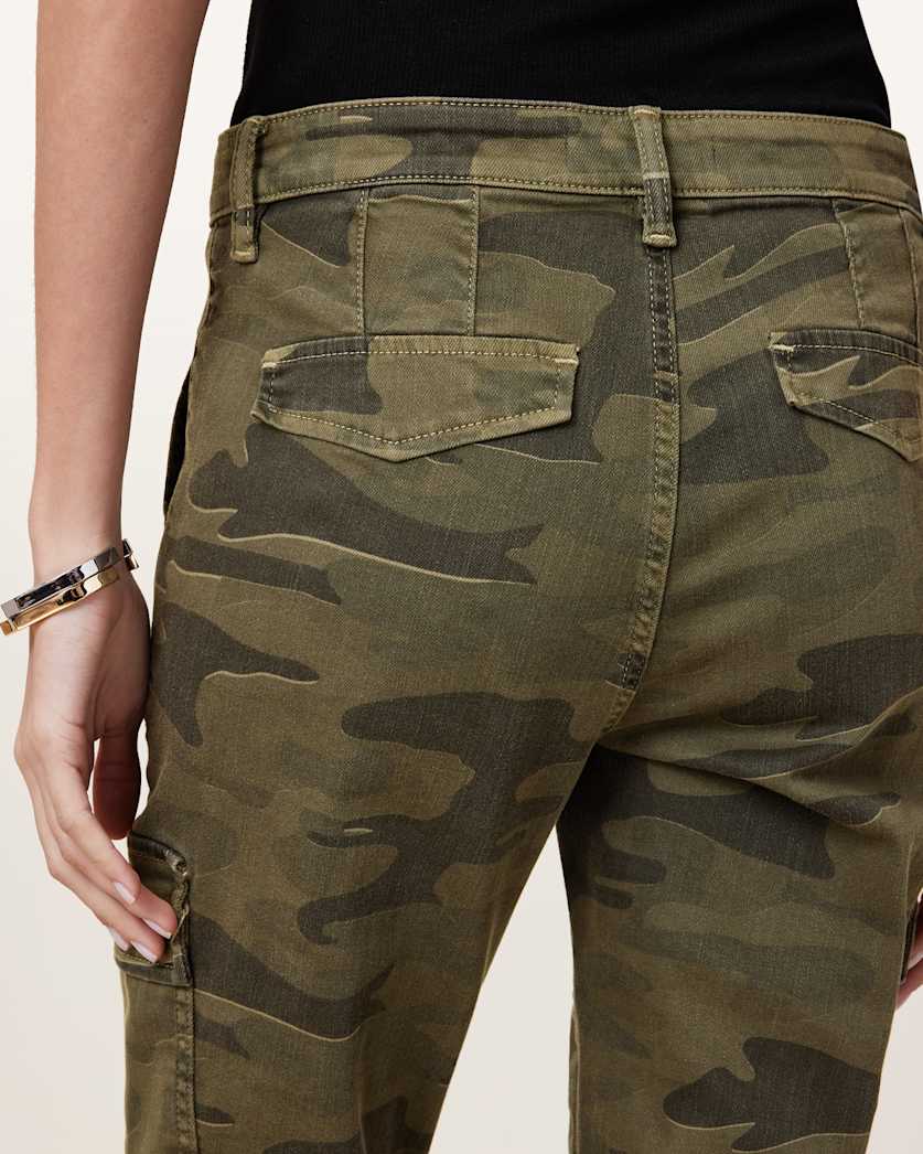 AllSaints Duran Skinny Camouflage Cargo Jeans Women's Camo Green Women's