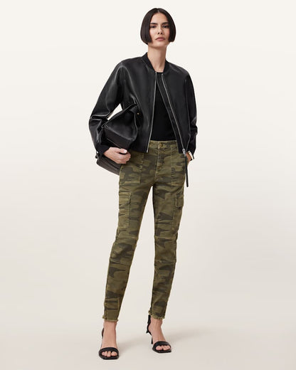 AllSaints Duran Skinny Camouflage Cargo Jeans Women's Camo Green Women's