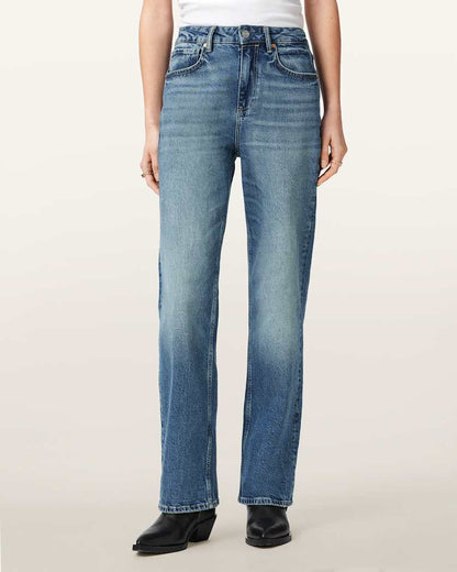 AllSaints Ida Straight Leg Denim Jeans Women's Mid Indigo Women's