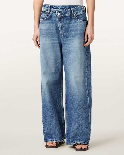 AllSaints Aki Wide Leg Crossover Jeans Women's Vintage Indigo Women's