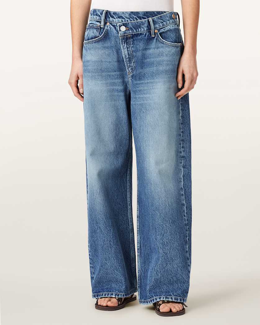 AllSaints Aki Wide Leg Crossover Jeans Women's Vintage Indigo Women's
