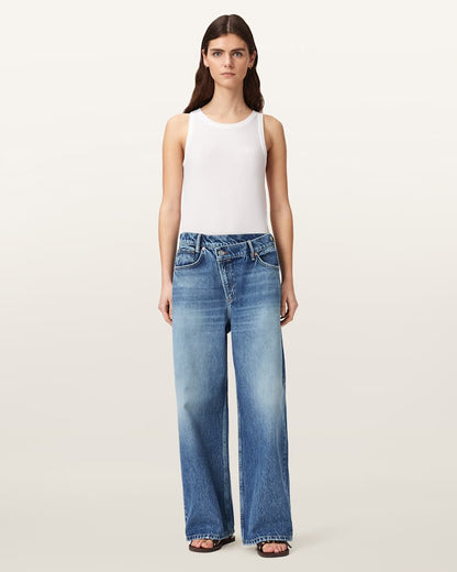 AllSaints Aki Wide Leg Crossover Jeans Women's Vintage Indigo Women's