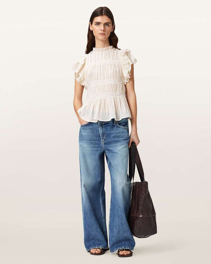 AllSaints Aki Wide Leg Crossover Jeans Women's Vintage Indigo Women's