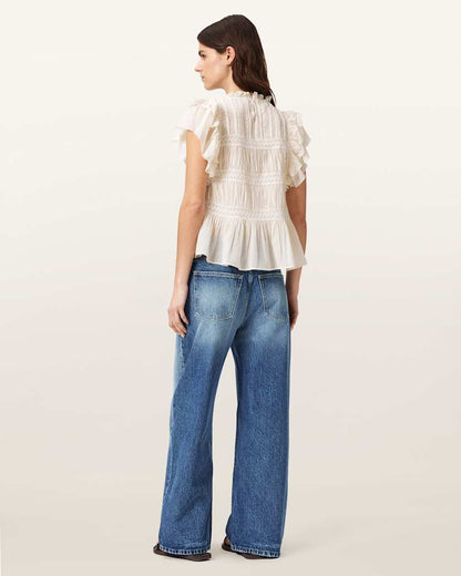 AllSaints Aki Wide Leg Crossover Jeans Women's Vintage Indigo Women's